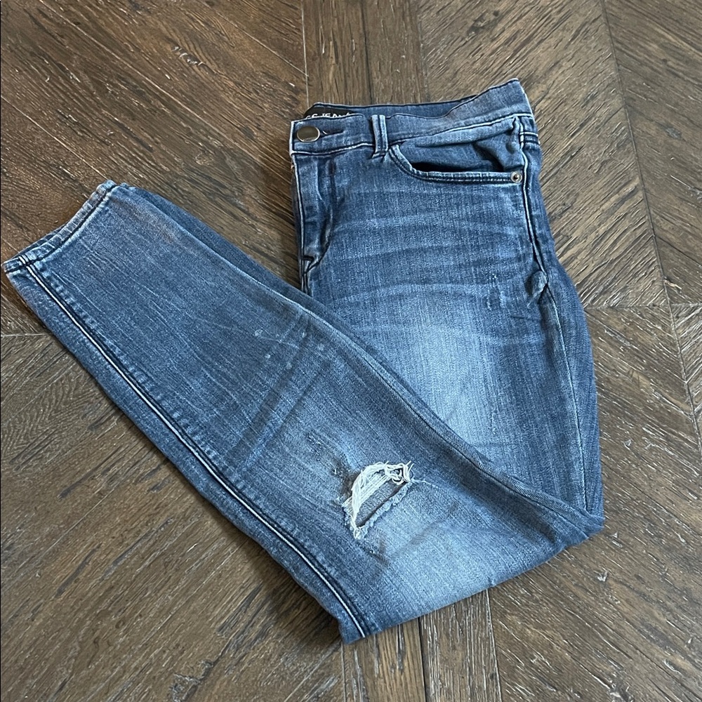 Express Blue Distressed Skinny Jeans Size 6S